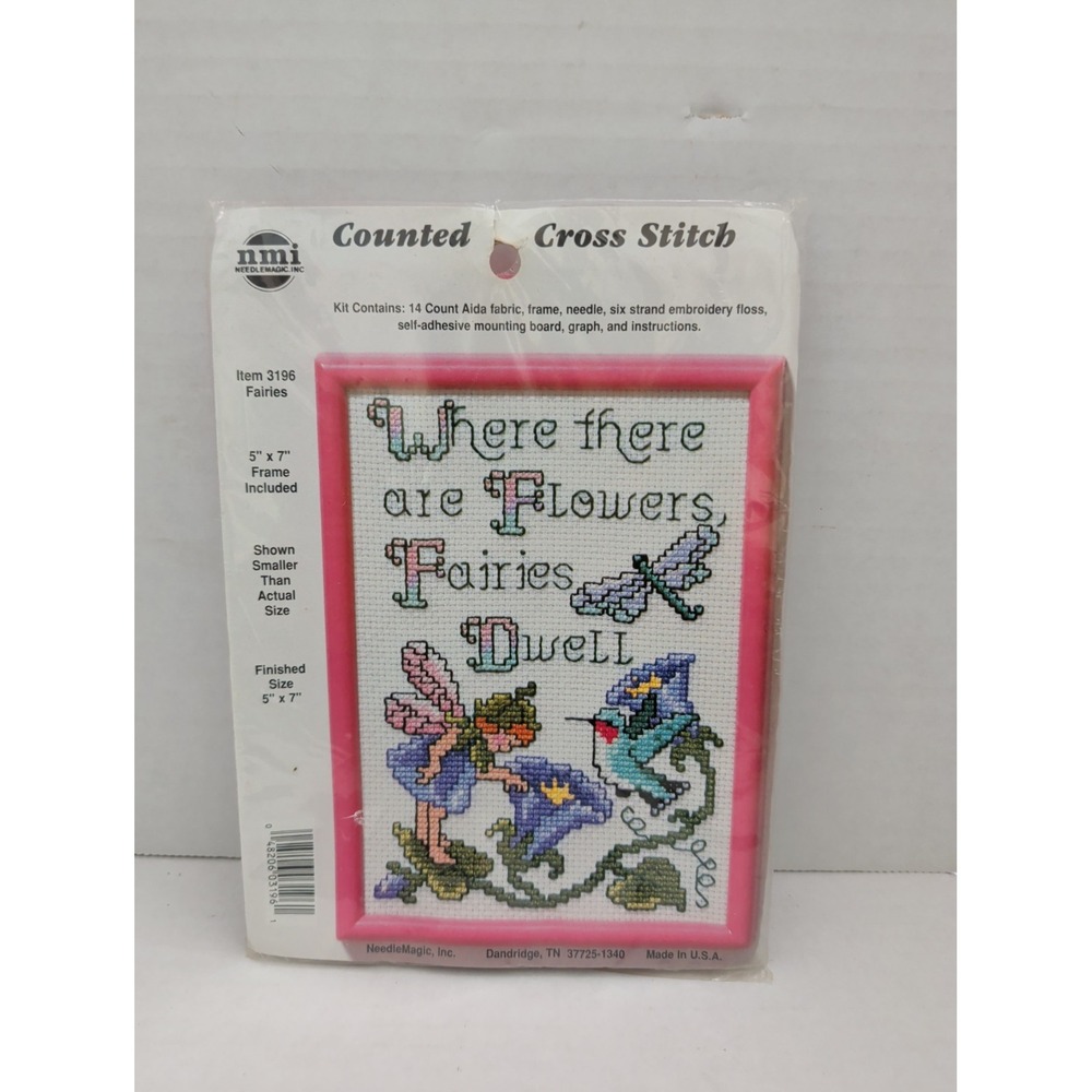 NMI Cross Stitch Kit Fairies Where There are Flowers Fairies Dwell Vintage NIP